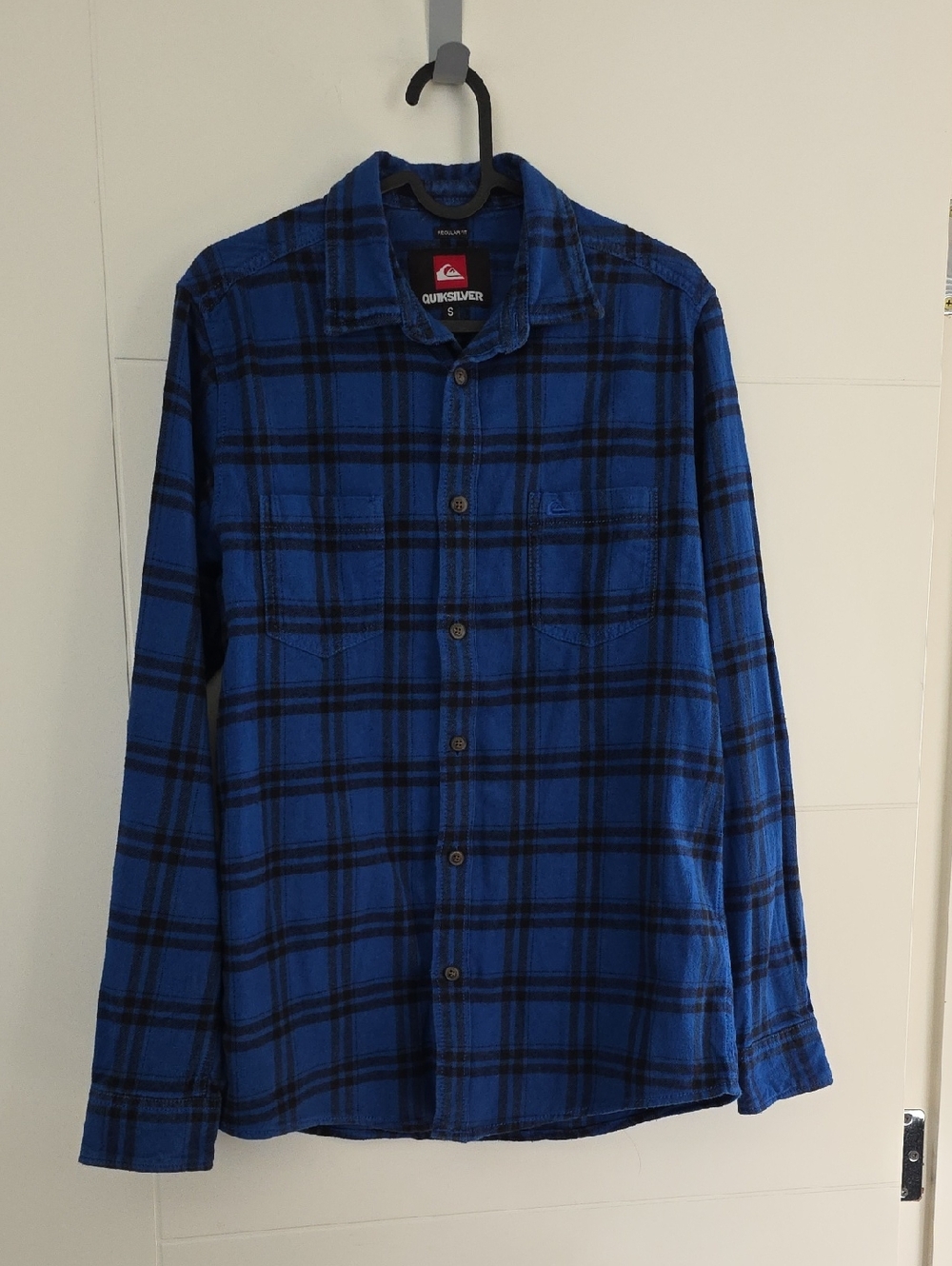 Quiksilver Royal Blue & Black Plaid Flannel Shirt Size S